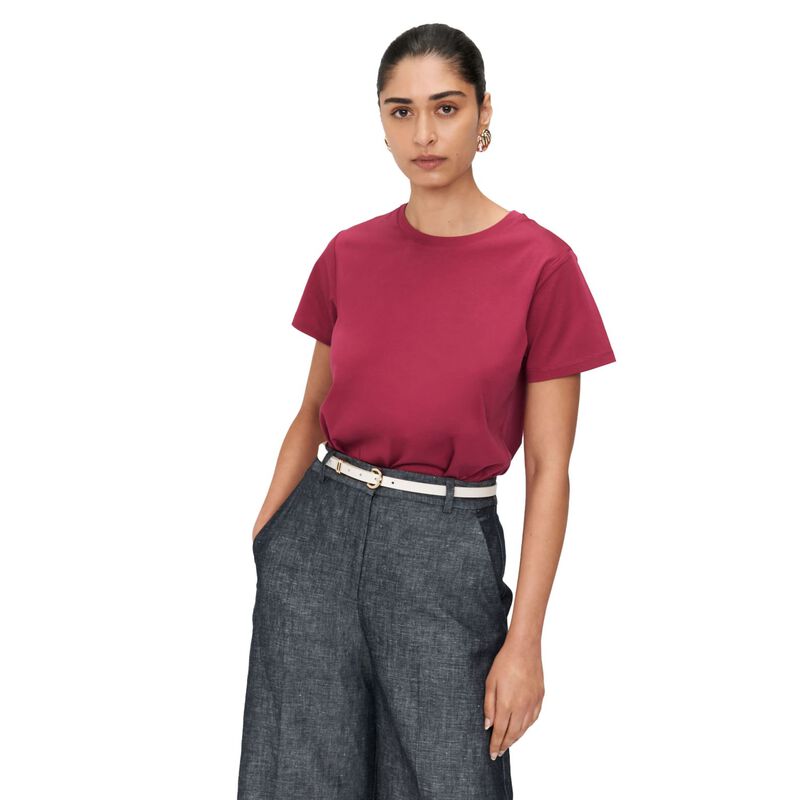 Veronika Maine Cherry Jersey Slim Line Tee image number 0